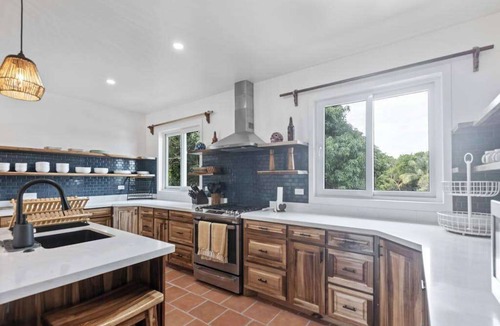 Caribbean Way House | Beachfront home with dock, deck, hammocks, strong WiFi, AC & sea view