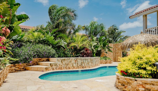 Gorgeous modern 1-bedroom apartment with tropical garden, pool and whirlpool