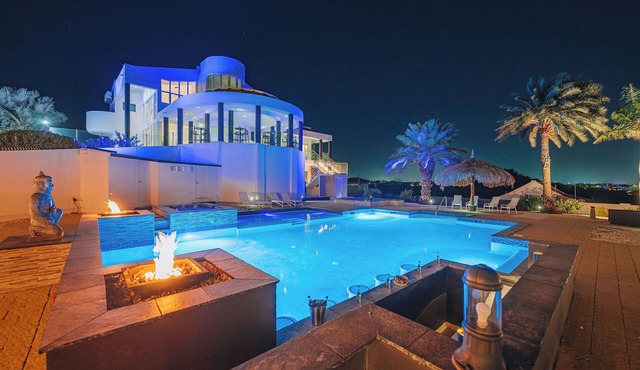 Spectacular Kamay Hills mansion with panoramic island views. Just 3 minutes from Aruba’s best beaches. Features the largest residential pool on the island and space for up to 24 guests. Ideal for luxury group getaways.