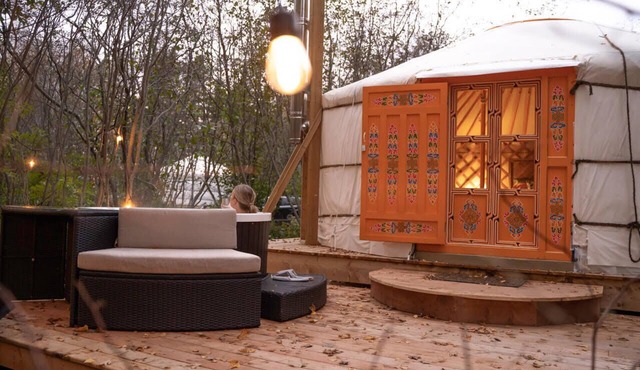 Stay in an Authentic Mongolian Yurt with Private Hot Tub in Morell